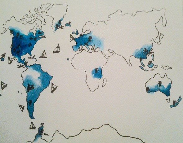 Carte du monde équipe venus sailing